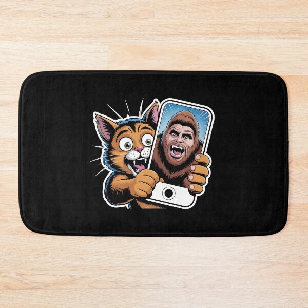 Item preview, Surprised Scared Cat Selfie Scared Cat Reaction Meets Sasquatch Humor designed and sold by Redgiant87x.