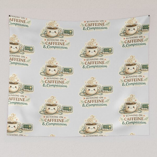 Item preview, Running On Caffeine And Compassion Nurse Life Design designed and sold by Fanverse Merchandise.