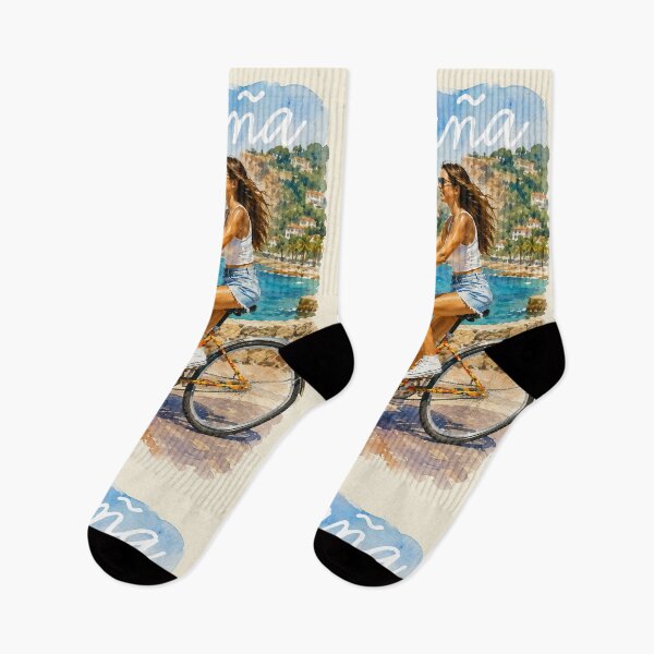 Item preview, España Coastal Cycling Watercolor – Mediterranean Summer Travel Art designed and sold by Lifer art and design.
