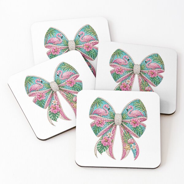 Item preview, Tropical Flamingo Bow Rhinestone Mosaic | Pink Flamingo Crystal Bow | Tropical Summer Gemstone Design | Beach Paradise Glam Graphic designed and sold by ColorSplash123.