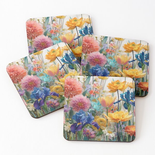 Item preview, Vibrant Cottage Garden Watercolor – Dahlia Iris and Ranunculus Botanical Art designed and sold by Soul Garden Studio.