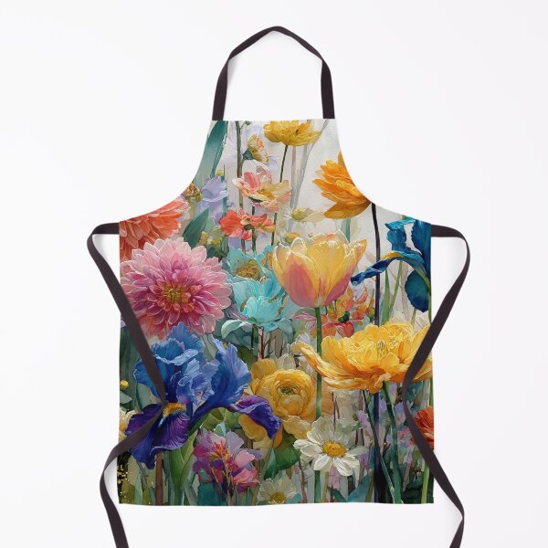 Item preview, Vibrant Cottage Garden Watercolor – Dahlia Iris and Ranunculus Botanical Art designed and sold by Soul Garden Studio.