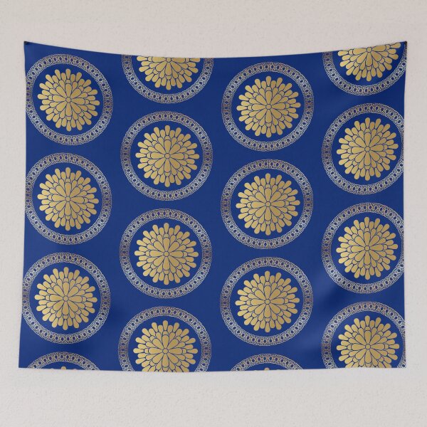 Item preview, Blue Gold Floral | Luxury Geometric Decorative Art designed and sold by Rawafi Art Studio.