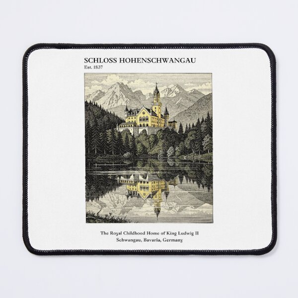 Item preview, Schloss Hohenschwangau Vintage Engraving Art Print | King Ludwig II Childhood Castle Bavaria | Schwangau Germany Wall Decor designed and sold by Panom Suavichien.