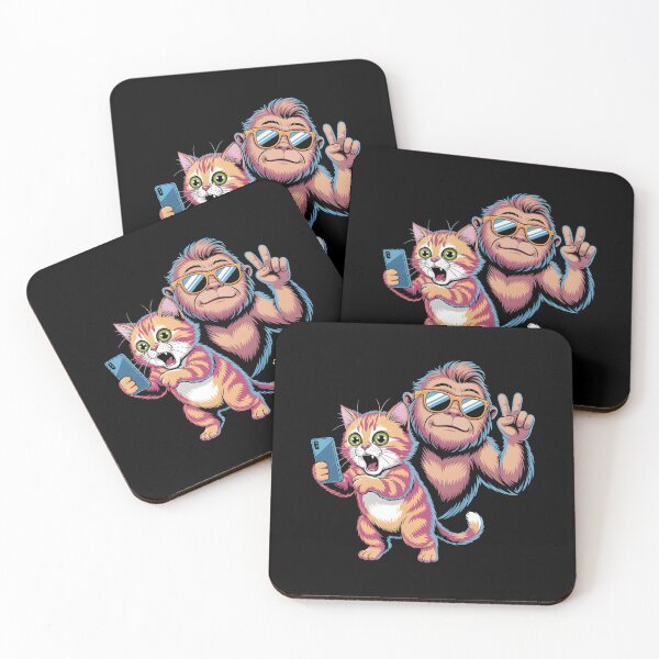 Item preview, Surprised Scared Cat Selfie Hilarious Sasquatch and Cat Selfie designed and sold by Redgiant87x.