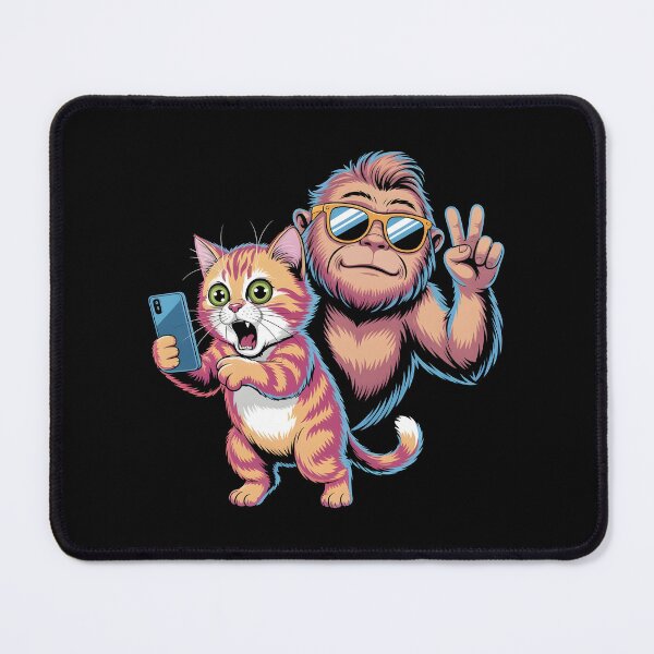 Item preview, Surprised Scared Cat Selfie Hilarious Sasquatch and Cat Selfie designed and sold by Redgiant87x.
