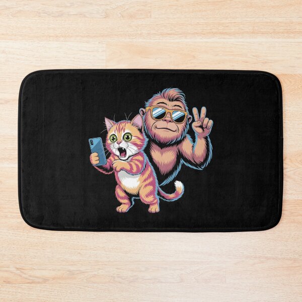 Item preview, Surprised Scared Cat Selfie Hilarious Sasquatch and Cat Selfie designed and sold by Redgiant87x.