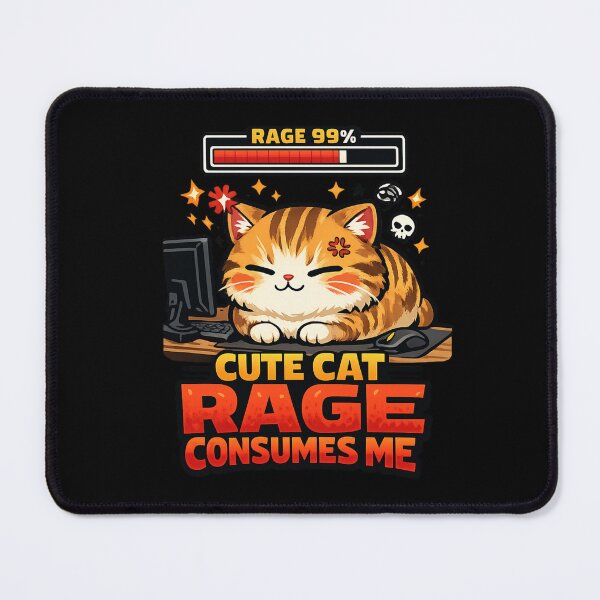 Item preview, Cute Cat Rage Consumes Me Gamer Cat Meme designed and sold by HiPatti.