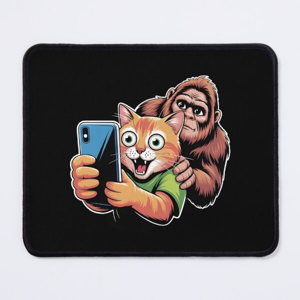 Item preview, Surprised Scared Cat Selfie Viral Funny Cat Selfie with Cryptid Twist designed and sold by Redgiant87x.