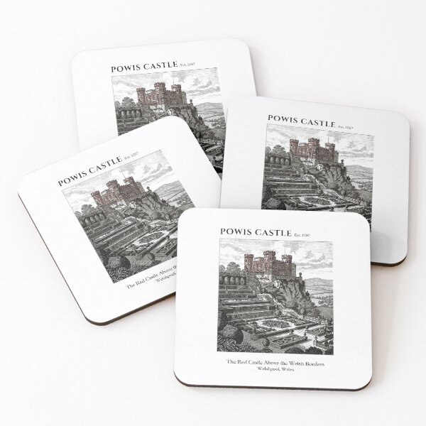 Item preview, Powis Castle Vintage Engraving Art Print | Red Castle Welsh Borders Terraced Gardens | Welshpool Wales Wall Decor designed and sold by Panom Suavichien.