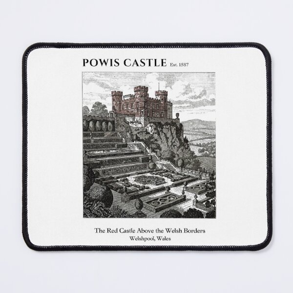 Item preview, Powis Castle Vintage Engraving Art Print | Red Castle Welsh Borders Terraced Gardens | Welshpool Wales Wall Decor designed and sold by Panom Suavichien.