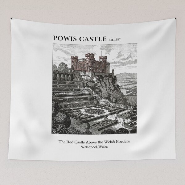 Item preview, Powis Castle Vintage Engraving Art Print | Red Castle Welsh Borders Terraced Gardens | Welshpool Wales Wall Decor designed and sold by Panom Suavichien.