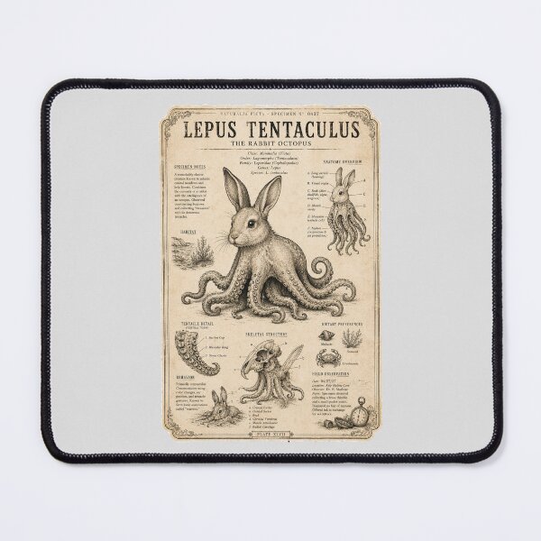 Item preview, Lepus Tentaculus Vintage Scientific Rabbit Octopus Illustration designed and sold by Fanverse Merchandise.