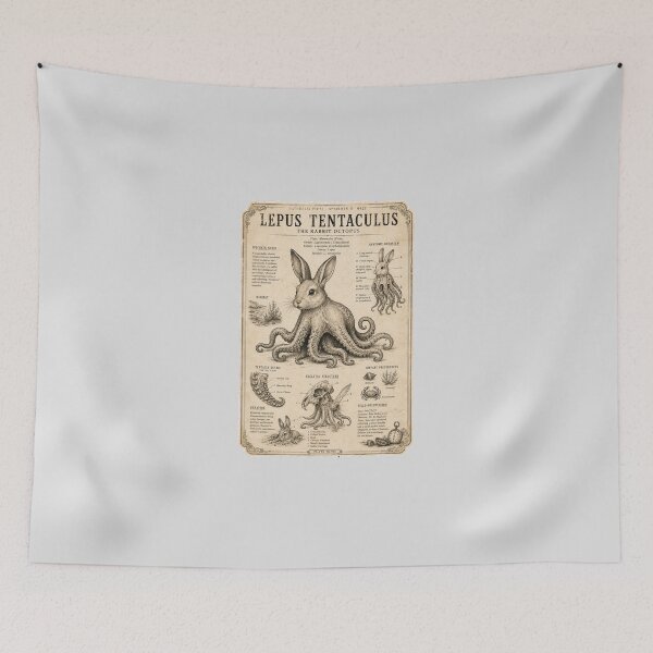 Item preview, Lepus Tentaculus Vintage Scientific Rabbit Octopus Illustration designed and sold by Fanverse Merchandise.