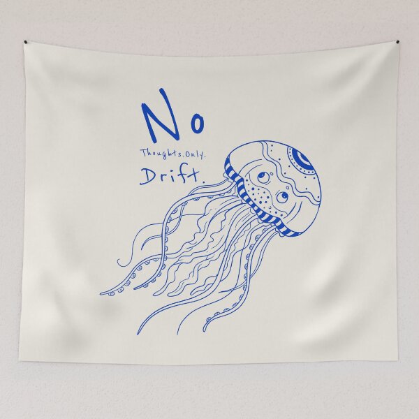 Item preview, No Thoughts. Only Drift. | Relatable Jellyfish Ocean Line Art designed and sold by Lumi-Bloom.