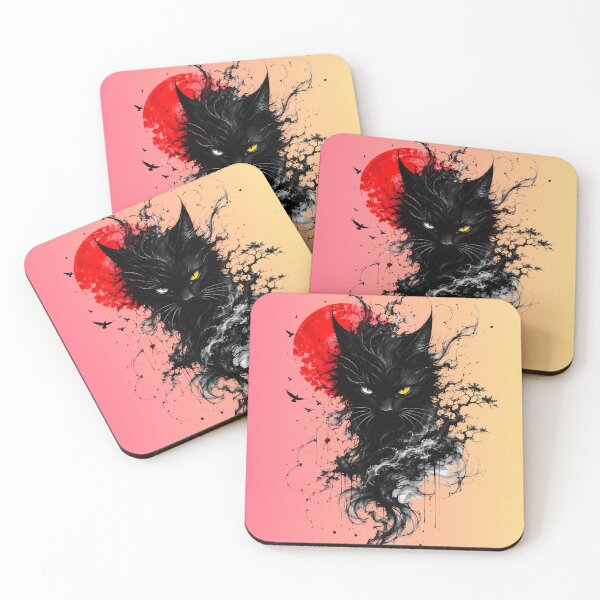 Item preview, Cat and Red Moon designed and sold by Doodle-Bloom.