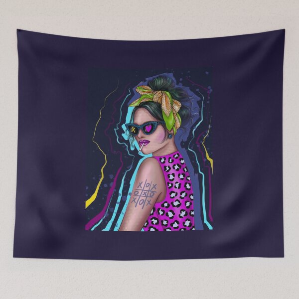 Item preview, Cyberpunk Chic | Pop Art Girl Glamour Illustration | Woman with Glasses, Tattoo and Animal Print Texture  designed and sold by Skayana.