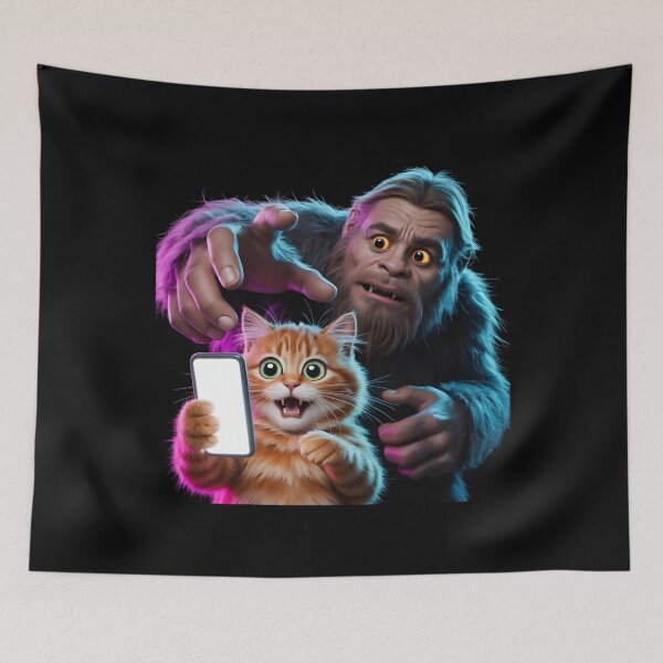 Item preview, Surprised Scared Cat Selfie Funny Cat Taking Selfie in Sasquatch Territory designed and sold by Redgiant87x.