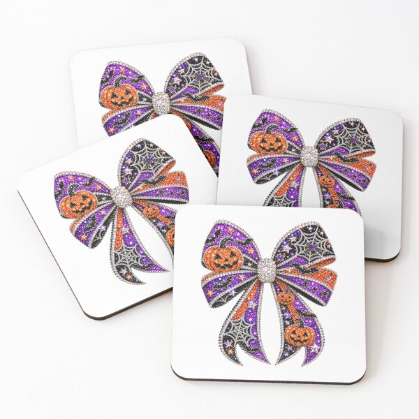 Item preview, Halloween Spooky Bow Rhinestone Mosaic | Crystal Halloween Bow | Pumpkin Bat Gemstone Bow Design | Luxury Spooky Season Glam Graphic designed and sold by ColorSplash123.