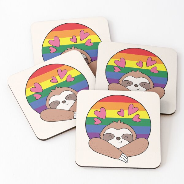 Item preview, LGBTQ Sloth - Kawaii Rainbow Sloth With Hearts designed and sold by Cannaxes Studio.