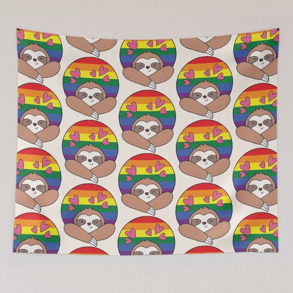 Item preview, LGBTQ Sloth - Kawaii Rainbow Sloth With Hearts designed and sold by Cannaxes Studio.