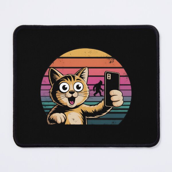 Item preview, Surprised Scared Cat Selfie Adorable Scared Cat and Sasquatch Meme Art designed and sold by Redgiant87x.
