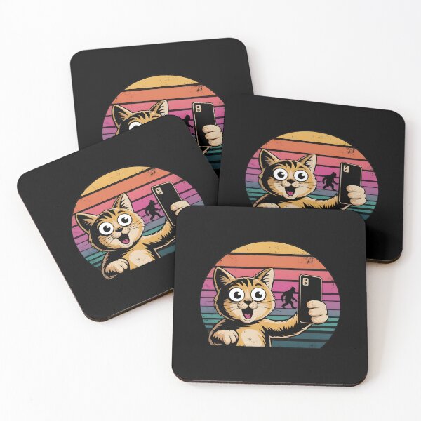 Item preview, Surprised Scared Cat Selfie Adorable Scared Cat and Sasquatch Meme Art designed and sold by Redgiant87x.