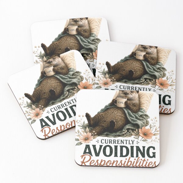 Item preview, Currently Avoiding Responsibilities – Cozy Otter Illustration designed and sold by Naturalite19.