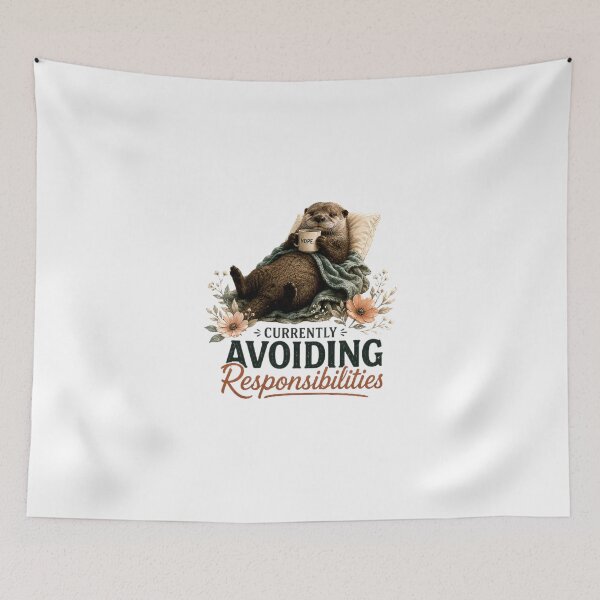 Item preview, Currently Avoiding Responsibilities – Cozy Otter Illustration designed and sold by Naturalite19.