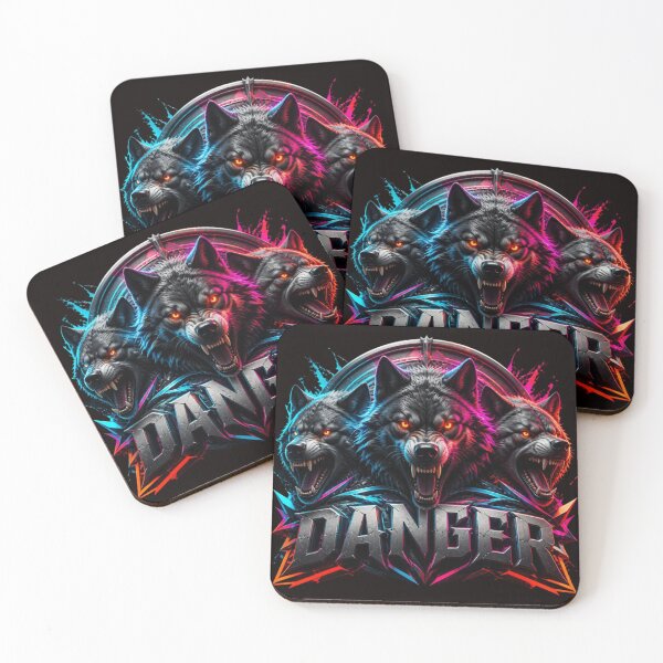 Item preview, Fierce Wolf Pack - Danger Neon Cyberpunk Art designed and sold by AgnesB77.