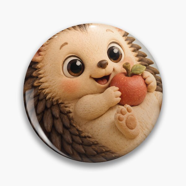 Item preview, Cute Hedgehog Eating Red Apple Autumn Claymation designed and sold by ArtdesignsA.