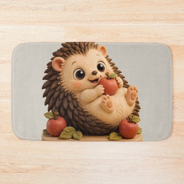 Item preview, Cute Hedgehog Eating Red Apple Autumn Claymation designed and sold by ArtdesignsA.
