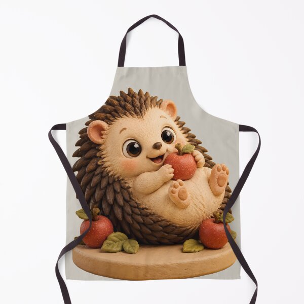 Item preview, Cute Hedgehog Eating Red Apple Autumn Claymation designed and sold by ArtdesignsA.