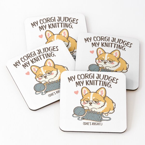 Item preview, My Corgi Judges My Knitting Funny Dog Mom Knitter Tee, Funny Corgi Knitting Yarn Lover Dog Mom Gift Tee designed and sold by EXATEES  ⭐⭐⭐⭐⭐.