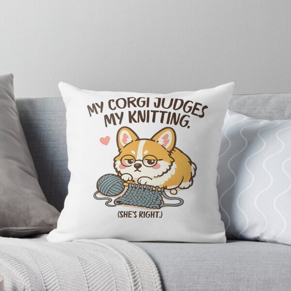 Item preview, My Corgi Judges My Knitting Funny Dog Mom Knitter Tee, Funny Corgi Knitting Yarn Lover Dog Mom Gift Tee designed and sold by EXATEES  ⭐⭐⭐⭐⭐.