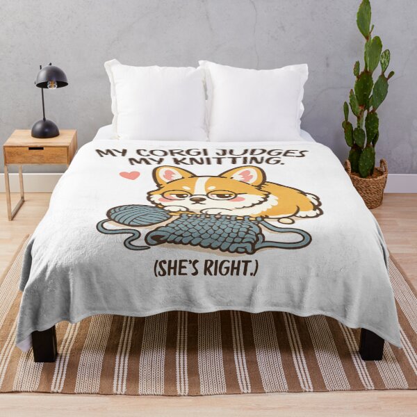Item preview, My Corgi Judges My Knitting Funny Dog Mom Knitter Tee, Funny Corgi Knitting Yarn Lover Dog Mom Gift Tee designed and sold by EXATEES  ⭐⭐⭐⭐⭐.