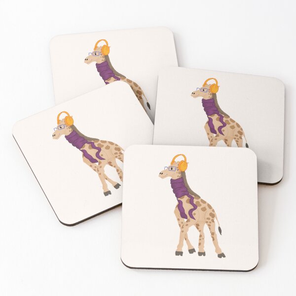 Item preview, Cozy Giraffe with Headphones and Glasses, Music Lover Animal Art designed and sold by studiosunanda.