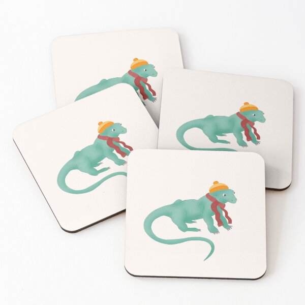 Item preview, Grumpy Lizard with Beanie and Scarf, Funny Cozy Animal Art designed and sold by studiosunanda.