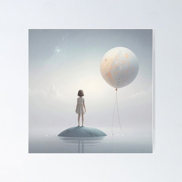 Item preview, Dreamy Floating Balloon Girl T-Shirt | Surreal Minimal Art Unisex Tee designed and sold by PYRAMIDA Co..