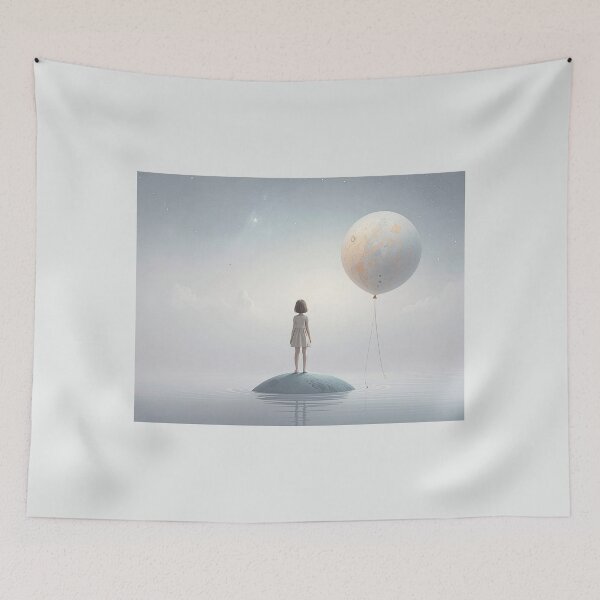 Item preview, Dreamy Floating Balloon Girl T-Shirt | Surreal Minimal Art Unisex Tee designed and sold by PYRAMIDA Co..