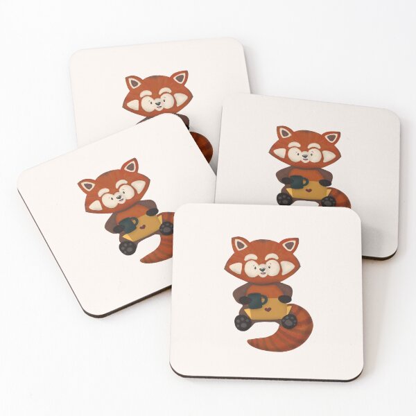 Item preview, Red Panda Laptop & Coffee, Cozy Work From Home Animal Art designed and sold by studiosunanda.