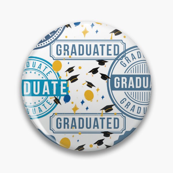 Item preview, Blue Graduate Postal Stamp Pattern Graphic - Graduation Caps and Balloons  designed and sold by VibranPalette.