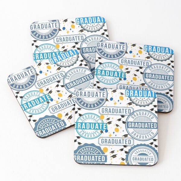 Item preview, Blue Graduate Postal Stamp Pattern Graphic - Graduation Caps and Balloons  designed and sold by VibranPalette.