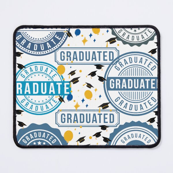 Item preview, Blue Graduate Postal Stamp Pattern Graphic - Graduation Caps and Balloons  designed and sold by VibranPalette.