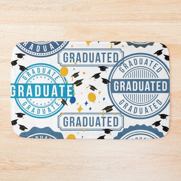 Item preview, Blue Graduate Postal Stamp Pattern Graphic - Graduation Caps and Balloons  designed and sold by VibranPalette.