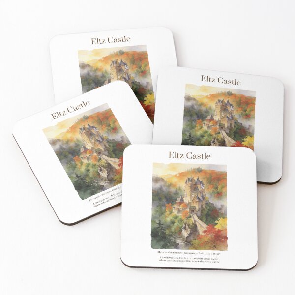 Item preview, Eltz Castle Vintage Watercolor Art Print | Medieval German Forest Castle | Rhineland Germany Wall Decor designed and sold by Panom Suavichien.