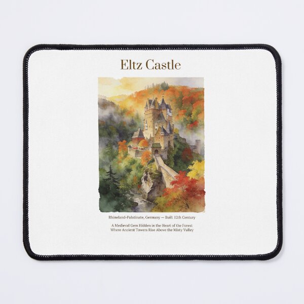 Item preview, Eltz Castle Vintage Watercolor Art Print | Medieval German Forest Castle | Rhineland Germany Wall Decor designed and sold by Panom Suavichien.