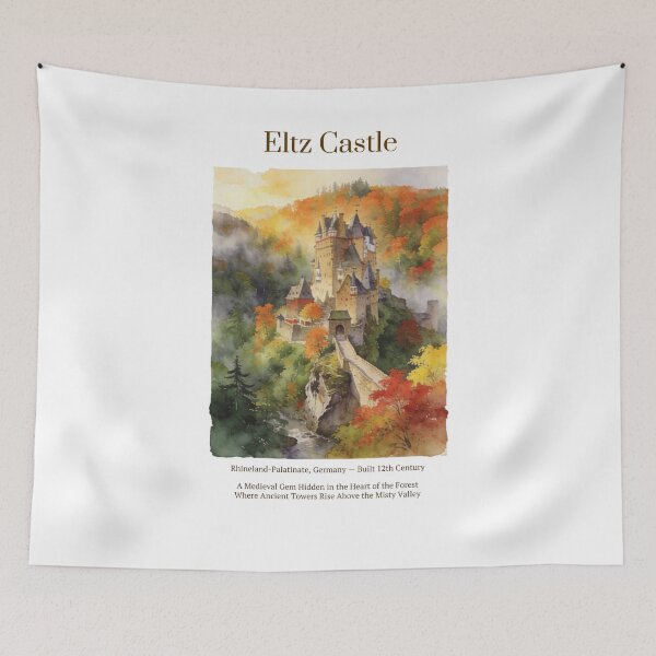 Item preview, Eltz Castle Vintage Watercolor Art Print | Medieval German Forest Castle | Rhineland Germany Wall Decor designed and sold by Panom Suavichien.