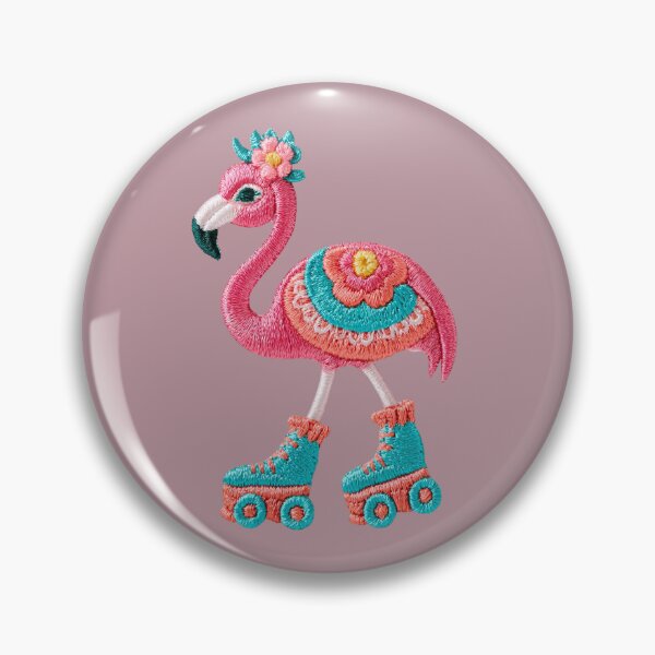 Item preview, Retro Flamingo Roller Skate Patch designed and sold by MegaNovaArt.