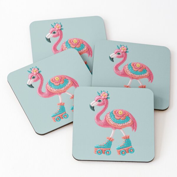 Item preview, Retro Flamingo Roller Skate Patch designed and sold by MegaNovaArt.
